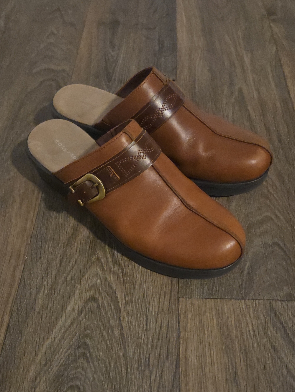 Easy SpiritWomen’s Slip-On Leather Mule Clogs in Brown Size 11